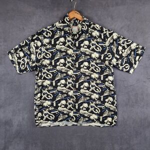 Vintage Reyn Spooner Commemorative Classics Hawaiian Shirt Medium Black Waikiki